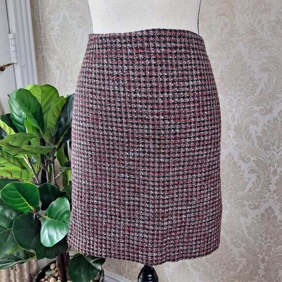 WHBM Size 4 Pink and Black Metallic Tweed Mini Skirt Lined Back Zip EUC - Picture 1 of 11